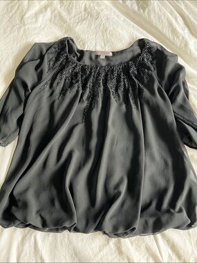 Forever 21 Black Beaded Peasant Blouse